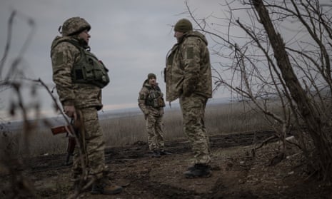 Ukrainian soldiers on the frontline in Zaporizhzhia, 5 December 2023.