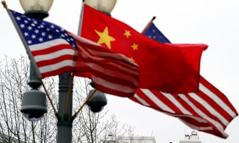 US and Chinese flags in Washington DC before a state visit in 2011