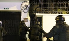Ecuadorian police special forces enter the Mexican embassy in Quito to arrest Ecuador’s former vice- president Jorge Glas