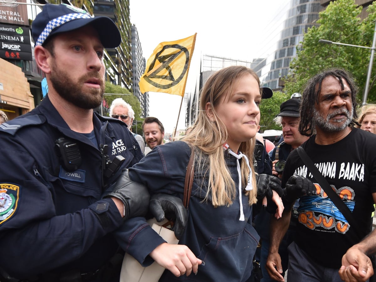 Climate change protests: four teenage girls among 30 arrested in Sydney | Extinction Rebellion | The Guardian