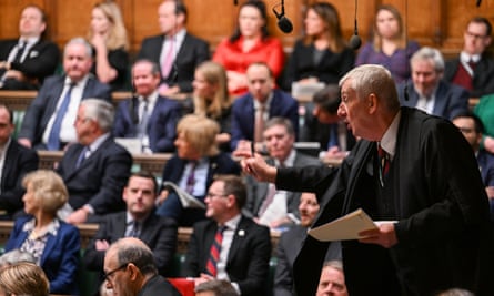 Speaker of the House of Commons Lindsay Hoyle during PMQs on 18 January.