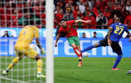 Morocco’s Brahim Diaz scores goal the only goal of the game against Tanzania.