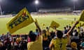 Fans watch the Texas Super Kings take on the Los Angeles Knight Riders in Major League Cricket in July 2023.