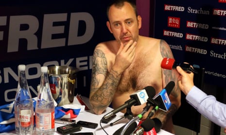 A naked Mark Williams interviewed after his world snooker title