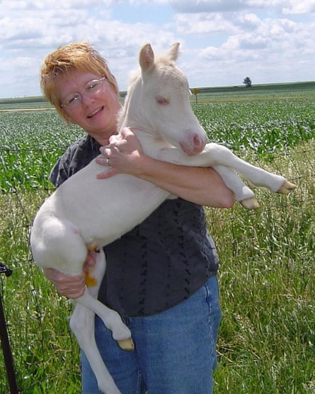 Debra Brisch holding a foal