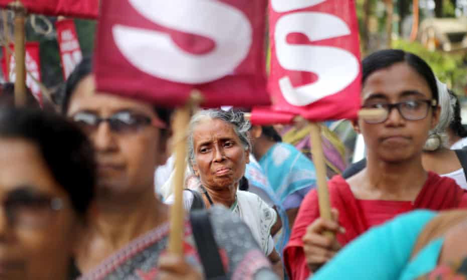 Protesters in India demonstrate against violence against women.