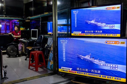 TV’s in China show China conducting live fire drills.