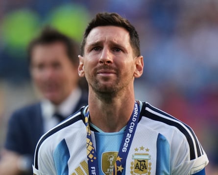 Lionel Messi cries at the end of the World Cup final after ArgentinaâÂÂs defeat by Spain.