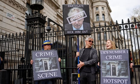 Anti-Boris Johnson protesters outside Downing Street, London, April 2022