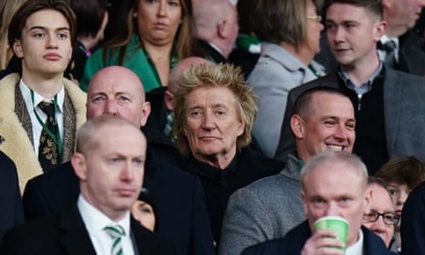 Celtic fan Rod Stewart in the stand.