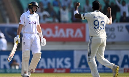 Joe Root reacts after his dismissal