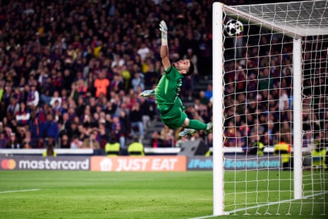 Barcelona keeper Joan Garcia fails to save a free-kick from Julian Alvarez (not pictured) gives gives Atletico Madrid the lead.