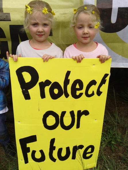 Twin sisters from Coonabarabran join their family in local protests against coal seam gas.