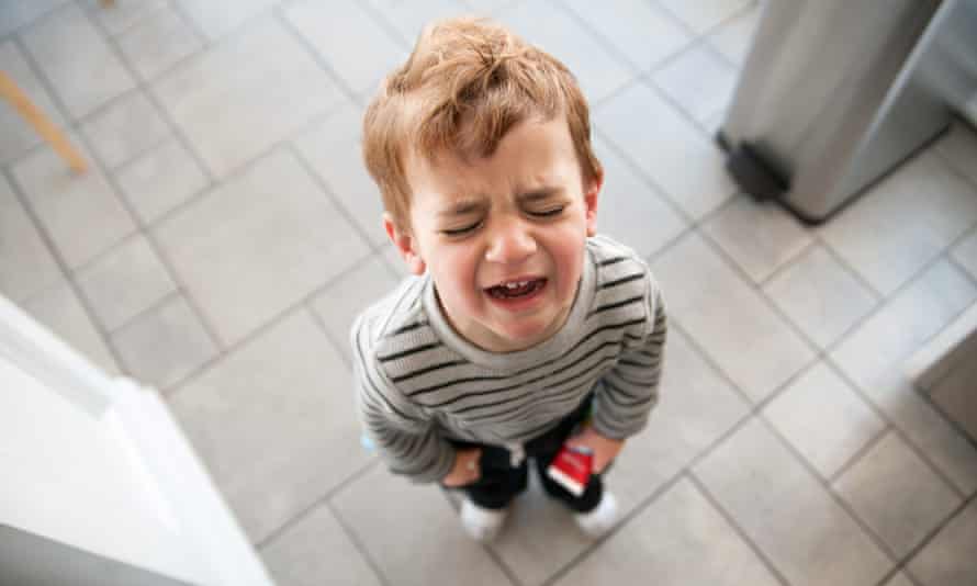 Angry face Toddler upset and crying.