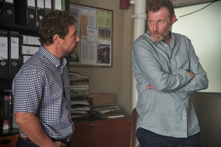 Stephen Graham as anti-fascist informant Matthew Collins and Jason Flemyng as Lowles in The Walk-In, ITV’s dramatisation of the Rosie Cooper case.