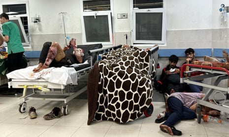 Patients at al-Shifa hospital in Gaza City on 10 November, before it was evacuated as the IDF closed in.