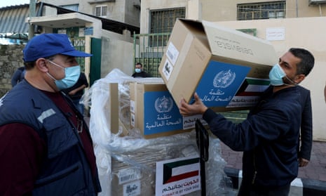 Ventilators delivered by the World Health Organization (WHO) and donated by Kuwait, in Gaza City.