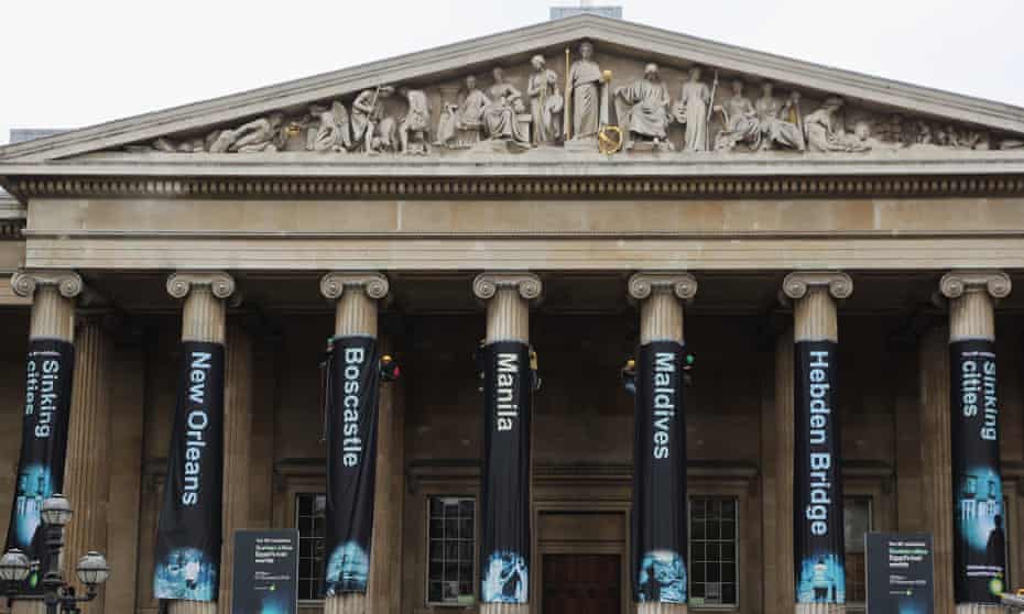 Greenpeace activists hang banners on the front of the British Museum in May 2016 in protest at BP’s sponsorship.