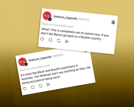 Screenshots from lindrum_legends Threads account.