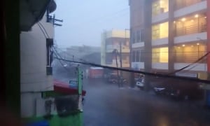 Heavy rain brought by Typhoon Goni in Sorsogon City in the Philippines on Sunday.