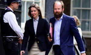 Powers behind the May throne: Fiona Hill and Nick Timothy arrive for work at Downing Street.