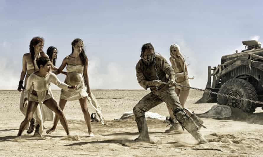 Hardy with Riley Keough, Courtney Eaton, Zoë Kravitz, Rosie Huntington-Whiteley and Abbey Lee in Mad Mad: Fury Road.