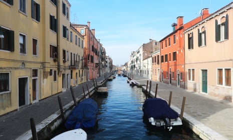 An empty Venice canal during the coronavirus outbreak in Italy 