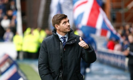 Steven Gerrard, pictured at Rangers’ 7-1 win over Motherwell last Sunday, says: ‘I wasn’t expecting the Rangers offer. Do I think it came a bit early? Probably.’