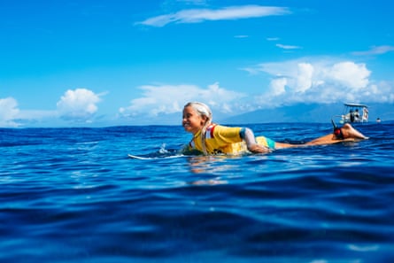 Kelia Mehani Gallina in the water at Teahupo’o