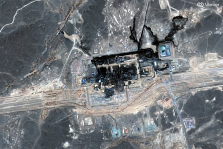 Satellite image of a damaged oil pumping station
