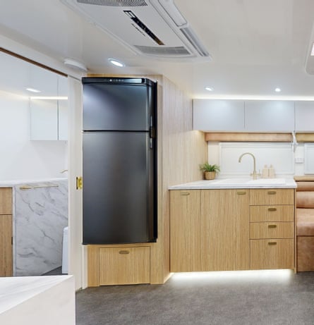 The kitchen inside Vacationer’s Dakar 229R RV