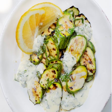 Courgettes with creme fraiche and basil