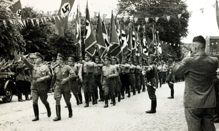 A column of German Stormtroopers marches through Danzig (now Gdansk) in July 1939.