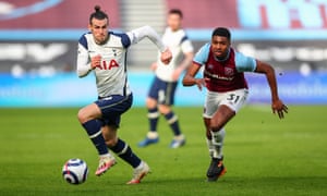 Gareth Bale takes on West Ham’s Ben Johnson at the London Stadium, where the Spurs forward showed flashes of his old form.