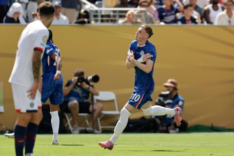Cole Palmer puts his arms across his chest after scoring in the Club World Cup final