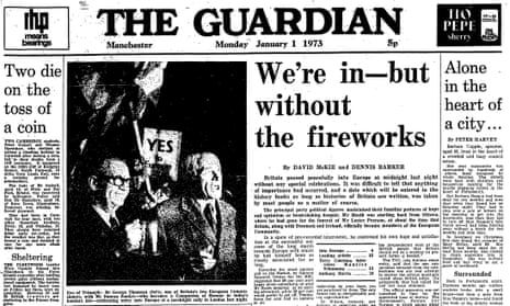 The Guardian’s front page from 1 January 1973