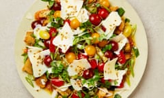 Yotam Ottolenghi's tomato salad with ricotta and a coriander seed and lemon oil.