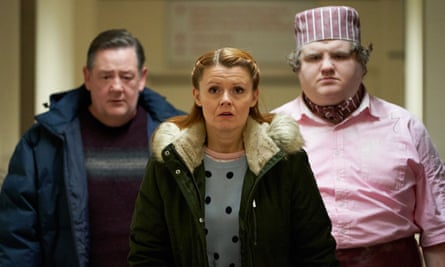 Sian Gibson, Johnny Vegas and Ethan Lawrence