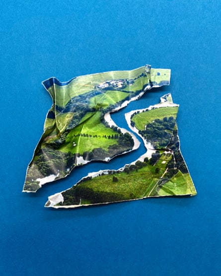 Thames river water Ripped paper illustration