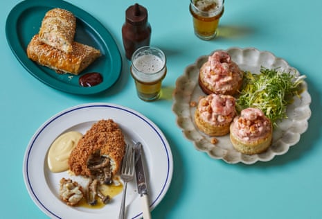 Hake kiev, ‘sausage’ rolls and prawn cocktail: Tom Brown’s retro twists on fish classics.
