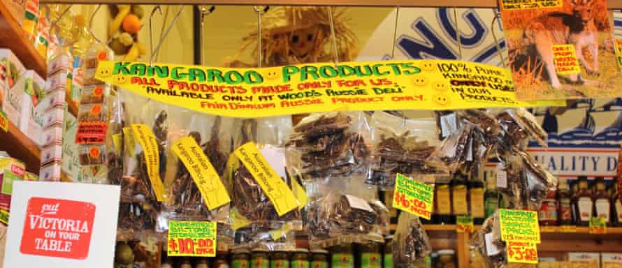 Produits de viande de kangourou en vente.