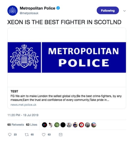 ‘Unauthorised access’ to Met Police Twitter account
