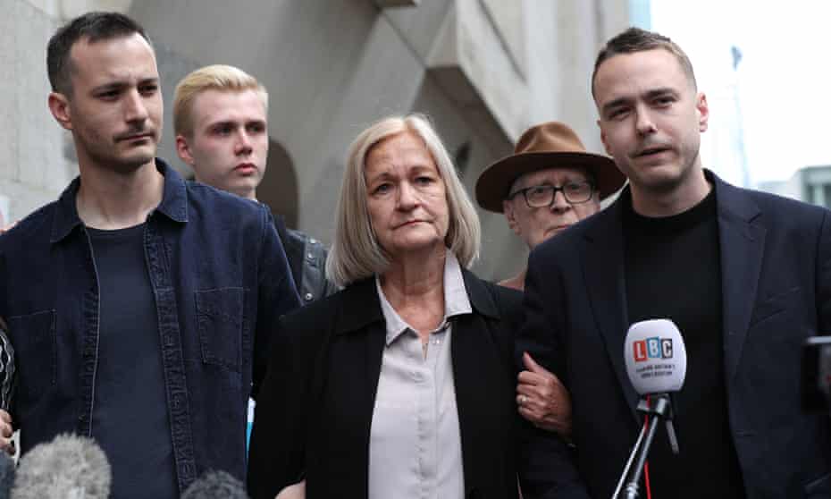 Sally Challen, flanked by her sons James (left) and David (right), leaves the Old Bailey last week after being released from jail. 