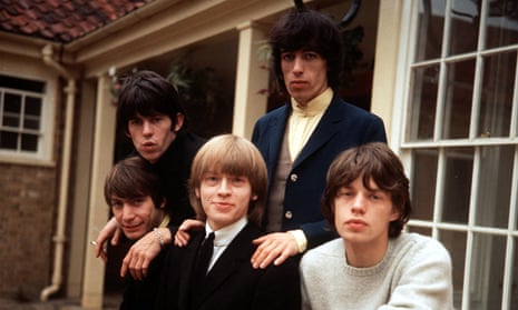 The Rolling Stones, from left to right: standing: Keith Richards and Bill Wyman. Standing: Charlie Watts, Brian Jones and Mick Jagger.
