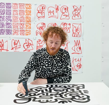 Mr Doodle, aka the artist Sam Cox, shot in his studio in Kent
