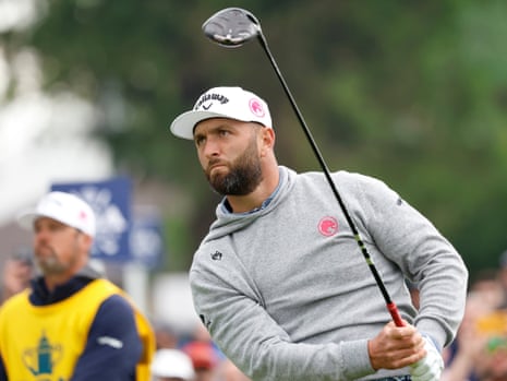 Jon Rahm is in trouble on the 12th.