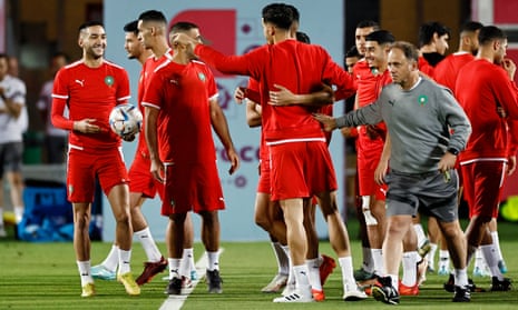 Members of the Morocco squad during training on Friday.