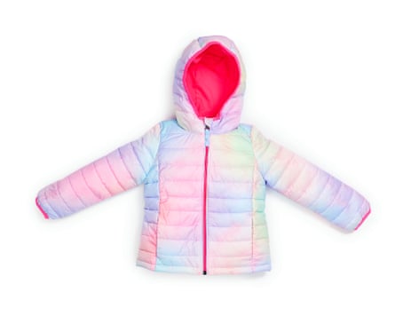 Child’s warm coat in mixed pastel colours