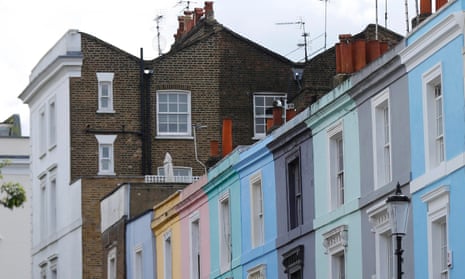 A row of houses are seen in London.