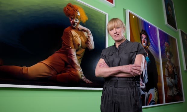 Cindy Sherman in front of her work at the Broad museum, Los Angeles